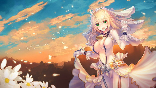 Fate Extella 発売記念イラスト セイバー ブライド Vita用壁紙 田中 健一 さんのイラスト ニコニコ静画 イラスト