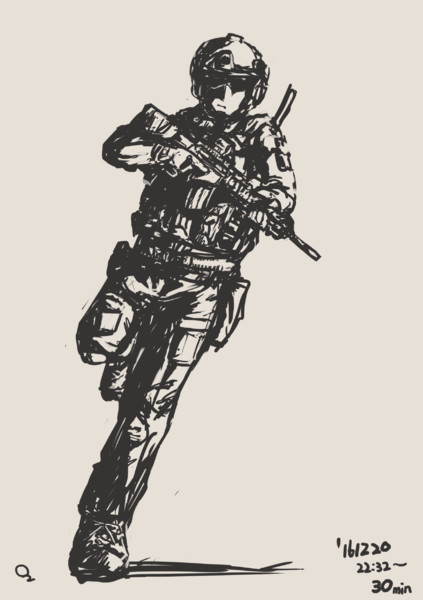 30分描き 現代兵士 おっつー さんのイラスト ニコニコ静画 イラスト