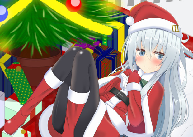 プレゼント袋が重くて尻餅付いたのを笑顔で誤魔化すサンタ響 しるひの さんのイラスト ニコニコ静画 イラスト