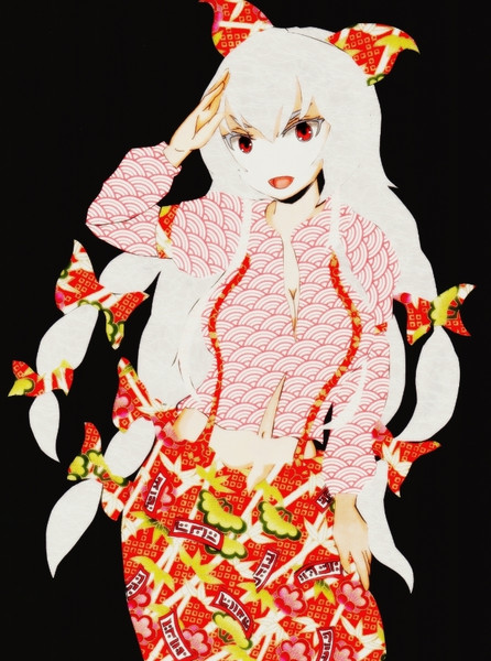 切り貼り絵 藤原 妹紅 ３ ニコニコ静画 イラスト