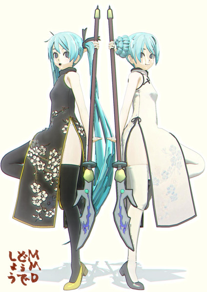 初音ミクチャイナドレス白