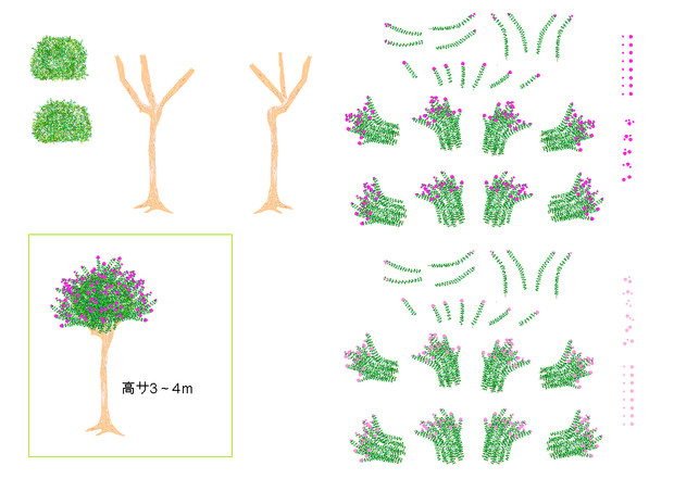 樹木組立キット 百日紅 ニコニコ静画 イラスト