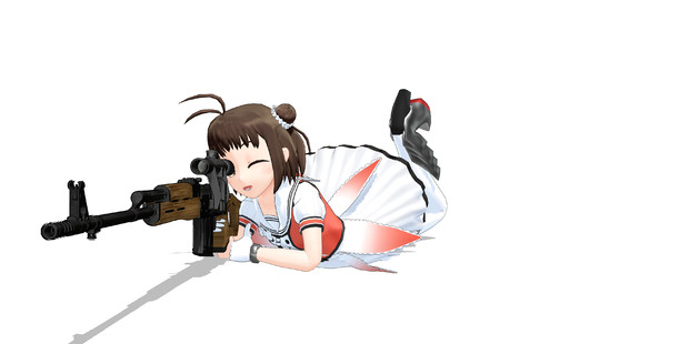 Mmd艦これ 那珂ちゃんさんと狙撃銃 アニメねこ でち公p さんのイラスト ニコニコ静画 イラスト