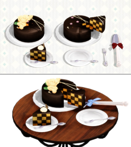 【配布】チョコケーキセット