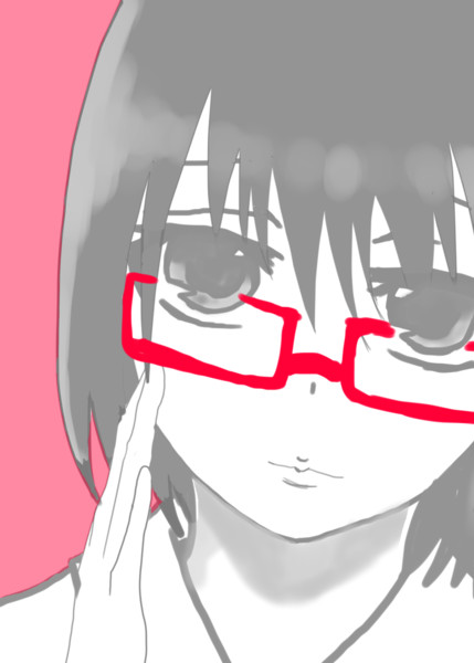 赤い眼鏡の女の子 桃市 さんのイラスト ニコニコ静画 イラスト
