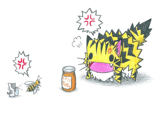 ハチvsにゃんこ わにねこwithくまこ さんのイラスト ニコニコ静画 イラスト