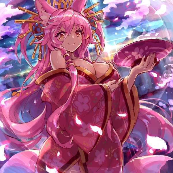 夜桜を嗜む桃狐娘 スナックパンチョコ さんのイラスト ニコニコ静画 イラスト