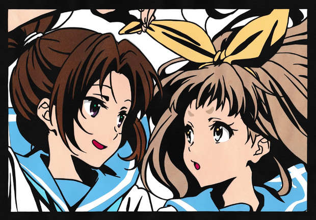 切り絵 ポニテ先輩とデカリボン先輩 Jam さんのイラスト ニコニコ静画 イラスト