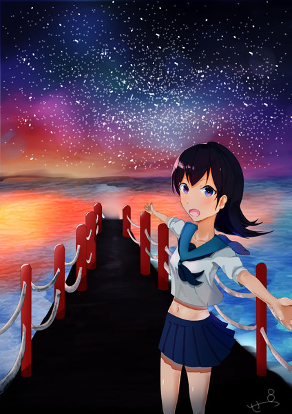 星空の下の女の子 せつ さんのイラスト ニコニコ静画 イラスト