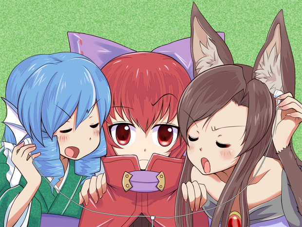 3人仲良く音楽鑑賞 Jeff17 さんのイラスト ニコニコ静画 イラスト