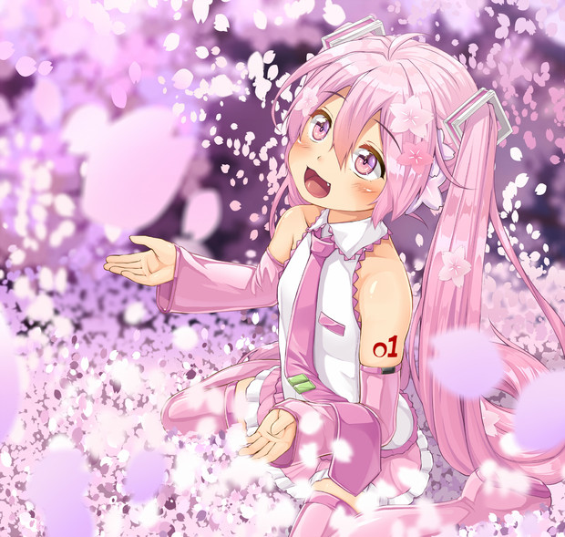 Vocaloid 満開の桜ミクちゃん きつね 仮 さんのイラスト ニコニコ静画 イラスト