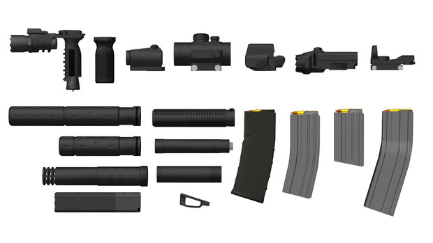 Mmdモデル配布 銃用アタッチメントセット 更新 ライカ さんのイラスト ニコニコ静画 イラスト