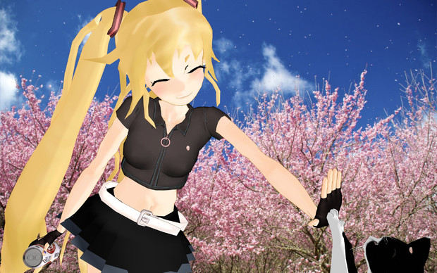 しゅしゅミクと猫のお花見