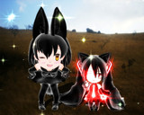 ブラックサーバルちゃん と黒謎ちゃん(*^▽^*)
