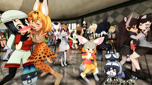 けものフレンズmmd ジャパリカフェ っぽいん だよ全員集合 ゆっくり湯豆腐 さんのイラスト ニコニコ静画 イラスト