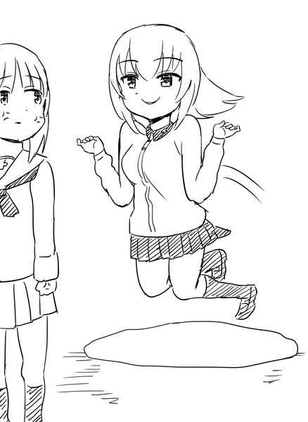 水たまりをキュートによけるエリカ ケム さんのイラスト ニコニコ静画 イラスト