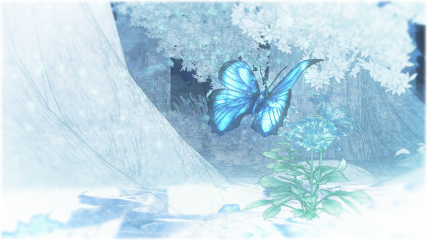 青い花と蝶 ガンガゼ さんのイラスト ニコニコ静画 イラスト