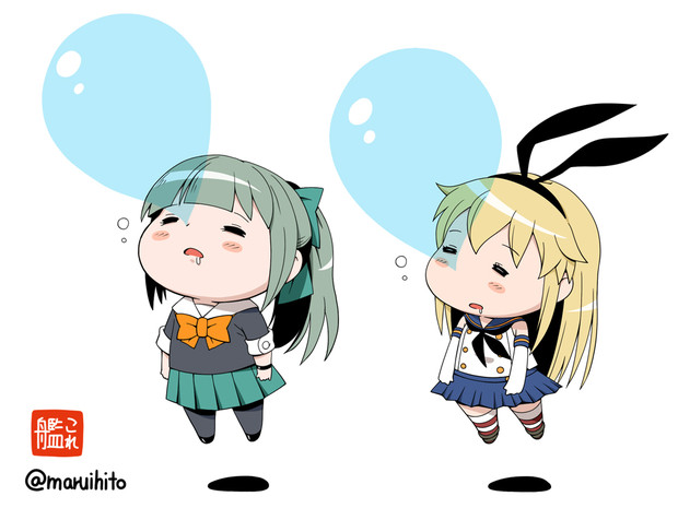 艦これ 島風と夕張と鼻ちょうちん 丸い人 さんのイラスト ニコニコ静画 イラスト