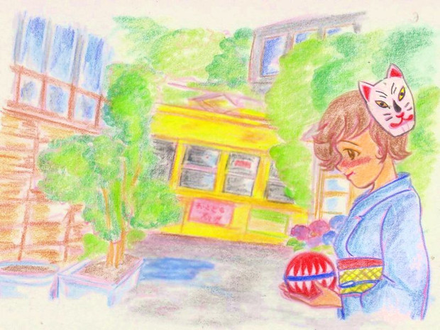 のすじいの昭和色鉛筆戯 ざ れ絵 梅雨明けの都電路地 のすじい さんのイラスト ニコニコ静画 イラスト