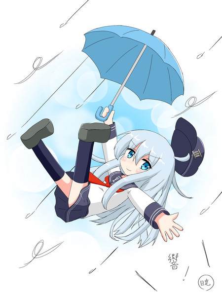 強風で飛ばされるも余裕の響ちゃん Ichi さんのイラスト ニコニコ静画 イラスト