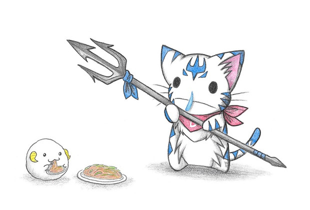 スパゲティを食べるにゃんことヒツジ わにねこwithくまこ さんのイラスト ニコニコ静画 イラスト