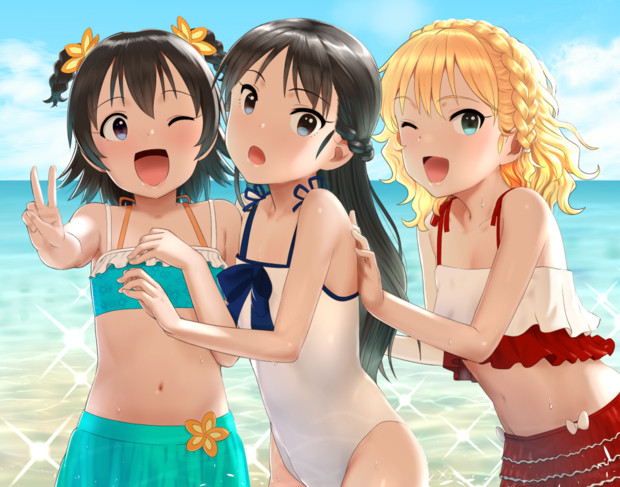 ありす桃華みりあin海 ペッタンp さんのイラスト ニコニコ静画 イラスト