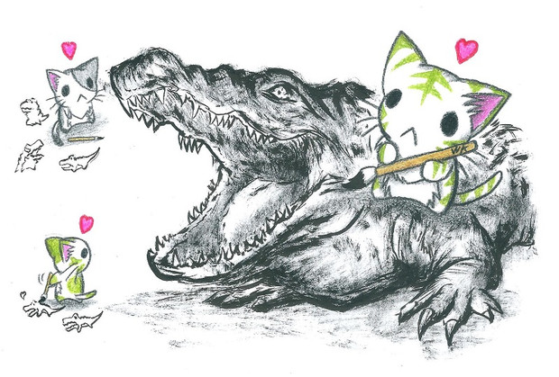ワニを描くにゃんこ わにねこwithくまこ さんのイラスト ニコニコ静画 イラスト