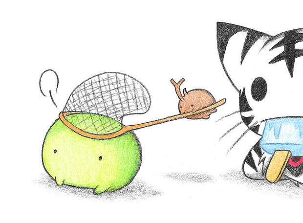 カエルを捕まえるカブトムシ わにねこwithくまこ さんのイラスト ニコニコ静画 イラスト