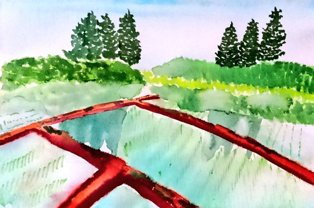 田んぼを描いてみた ムラサキ伊呂八 さんのイラスト ニコニコ静画 イラスト