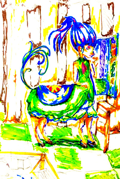 一発描き 落書き 馬人間 ボールペン 色ペン 片道 美春 さんのイラスト ニコニコ静画 イラスト
