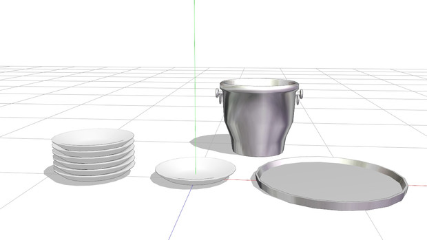 【MMDアクセサリ配布あり】皿_おぼん_ワインクーラー