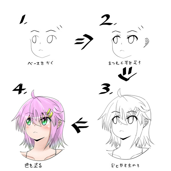 へのへのもへじから女の子を描く方法 猫耳サイクロップス さんのイラスト ニコニコ静画 イラスト