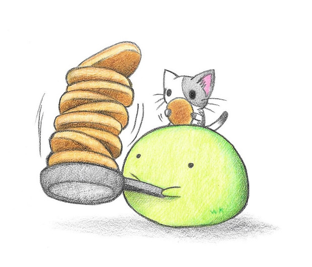 ホットケーキを焼くカエル わにねこwithくまこ さんのイラスト ニコニコ静画 イラスト