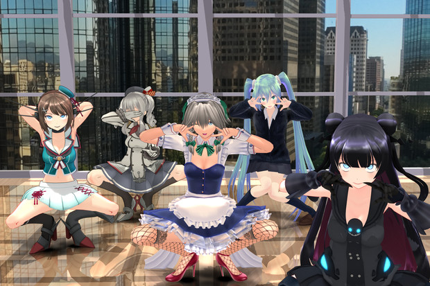 Mmd ｍ字ポーズ3種 中腰ポーズ ﾊﾟｯｸ ポーズ配布 D Zel さんのイラスト ニコニコ静画 イラスト