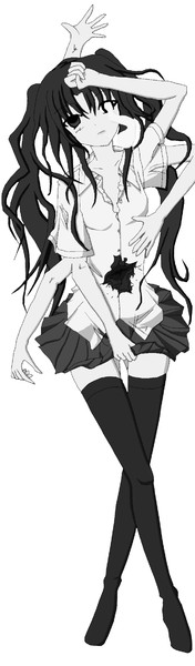 モノ子 抱き枕カバー風 アニメ塗りモノクロ仕立て 烏羽有朱 さんのイラスト ニコニコ静画 イラスト