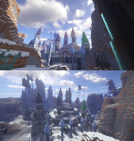 Minecraft 雪原に建つカラフルな城 ケイ ウルトラノンケ純白紳士 さんのイラスト ニコニコ静画 イラスト