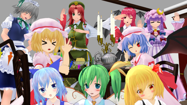 東方紅魔館x クロス 東方紅魔郷集合写真 Fullhd壁紙 レミリア さんのイラスト ニコニコ静画 イラスト