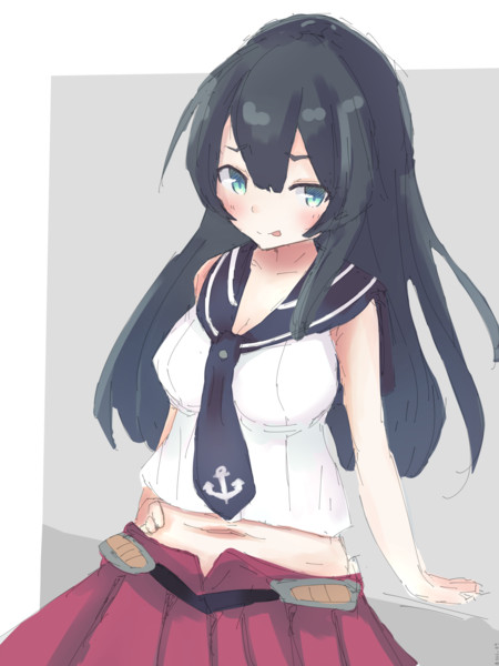 腹肉を気にする阿賀野 超佐藤さん さんのイラスト ニコニコ静画 イラスト