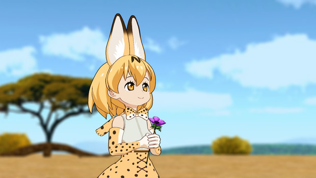 紫のアネモネを見つけたサーバルちゃん B Gg T W Y さんのイラスト ニコニコ静画 イラスト