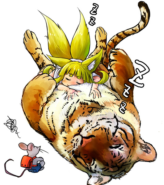 友達の上でお昼寝する子狐 ドイツ犬 さんのイラスト ニコニコ静画 イラスト