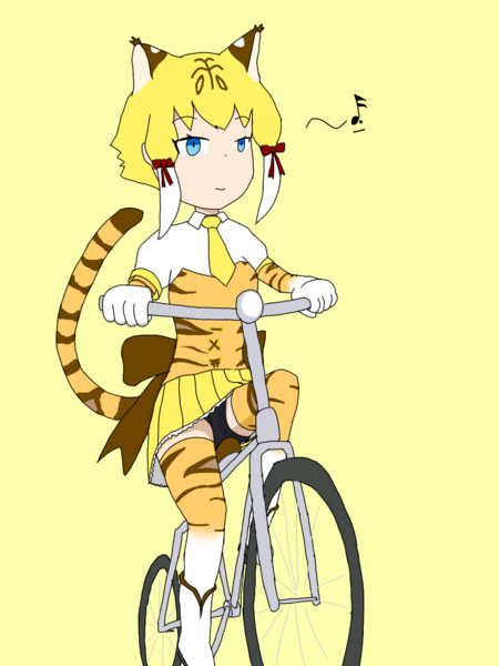 自転車に乗るサーベルタイガー