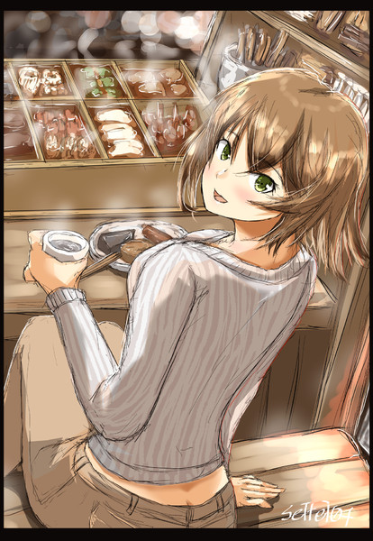 むっちゃんと屋台のおでん食べながら熱燗飲むのも仕事です Seitei さんのイラスト ニコニコ静画 イラスト