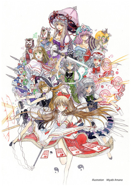 東方永夜抄 自機キャラ全員詰め込んでみた マンセルリング さんのイラスト ニコニコ静画 イラスト