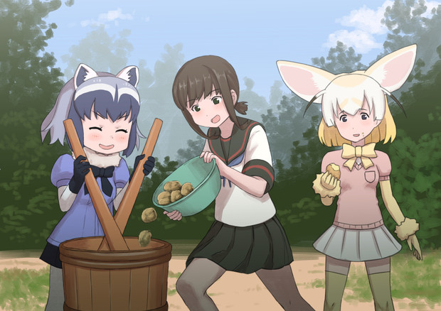 吹雪のお芋を洗うアライさん みすみ さんのイラスト ニコニコ静画 イラスト