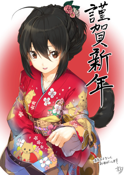 かわいい動物画像 Hd限定着物 女の子 イラスト 年賀状