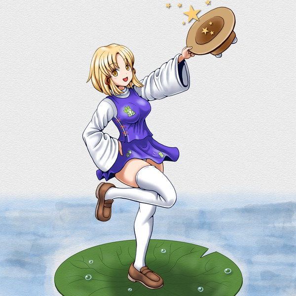 帽子を使ったポーズを取る諏訪子 ニコニコ静画 イラスト