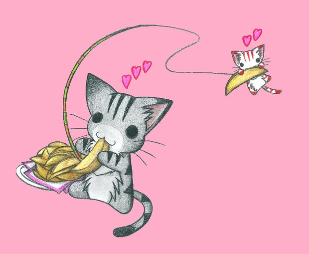 フライドポテトにゃんこ わにねこwithくまこ さんのイラスト ニコニコ静画 イラスト