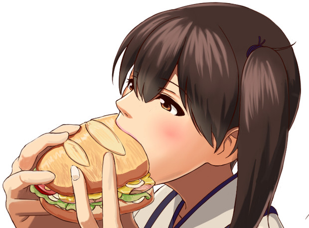 大口で鯖サンドを食う加賀さん たか さんのイラスト ニコニコ静画 イラスト