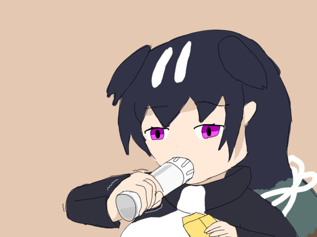 手がふさがっているので口で糊を開けようとするオオウミガラス コカ茶 さんのイラスト ニコニコ静画 イラスト