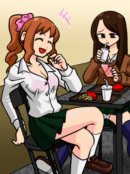 ファーストフード店の女子高生 じくも おおいやくみ さんのイラスト ニコニコ静画 イラスト